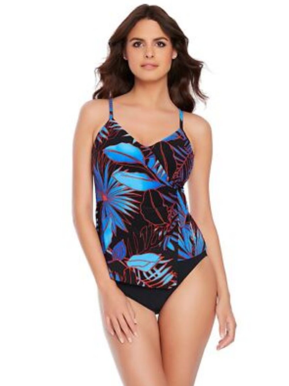 Magicsuit Women's Hot Line Carma V-Neck Soft Cup Asymmetrical Tankini Top SZ 12
